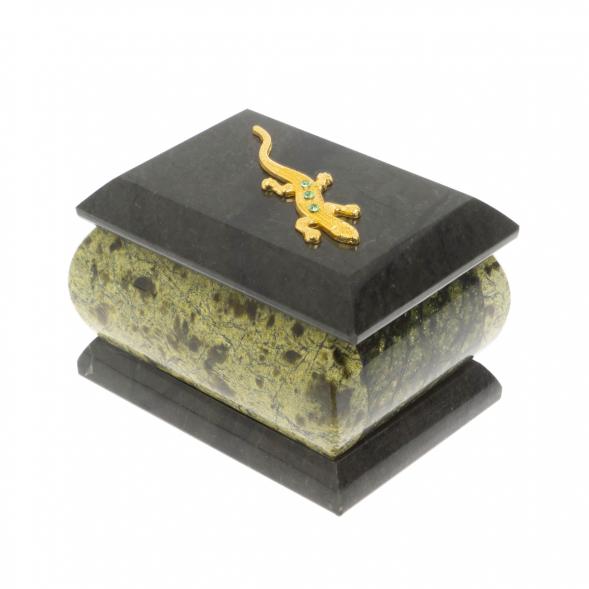 Шкатулка &amp;quot;Ящерица в стразах&amp;quot; из змеевика 7,5х5,5х5,5 см 129998