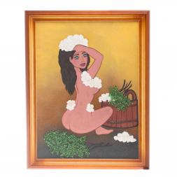 Картина "Банька" багет дерево 36х46 см из каменной крошки