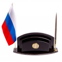 Набор для офисного стола "Мини 4" из черно-серого обсидиана