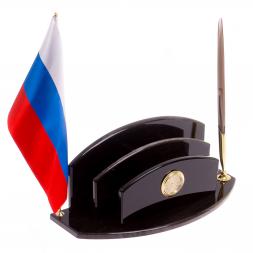 Набор для офисного стола "Мини 4" из черно-серого обсидиана