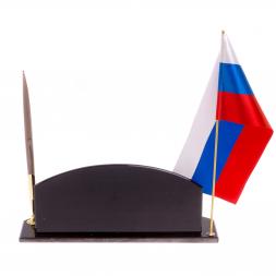 Набор для офисного стола "Мини 4" из черно-серого обсидиана