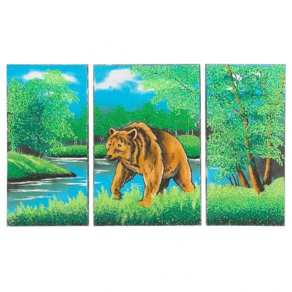 Картина модульная из камня &amp;quot;Медведь&amp;quot; 30х50 см 117344