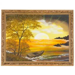 Картина "Лодка на берегу" багет 36х46 см, каменная крошка