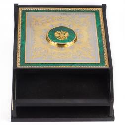 Лоток для бумаг А4 камень малахит Златоуст