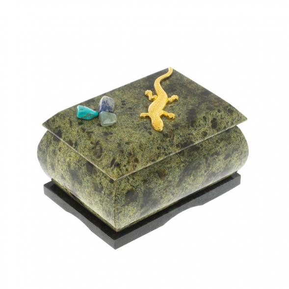 Прямоугольная шкатулка с ящерицей 7,5х6х5 см 129466
