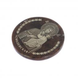 Икона автомобильная "Смоленская БМ" обсидиан коричневый 47 мм