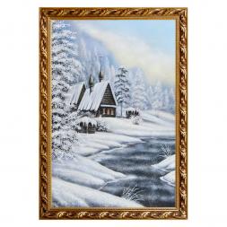 Картина "Скит" багет 46х66 см, каменная крошка