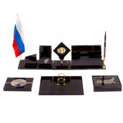 Письменный набор "Оптимал плюс" из черного обсидиана