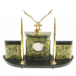 Письменный прибор "Гордый орел" из змеевика и бронзы