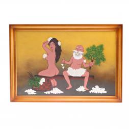 Картина "Банька" багет дерево 46х66 см из каменной крошки