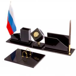 Письменный набор "Оптимал" из черного обсидиана