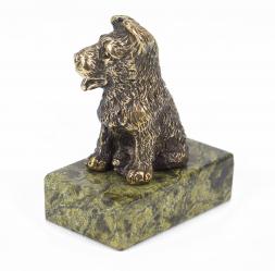Статуэтка "Собачка средняя №2" из бронзы и змеевика