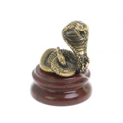 Статуэтка &amp;quot;Кобра&amp;quot; из бронзы на подставке из яшмы 5х5х6,5 см