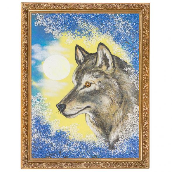 Картина &amp;quot;Волк&amp;quot; багет 36х46 см, каменная крошка 119333