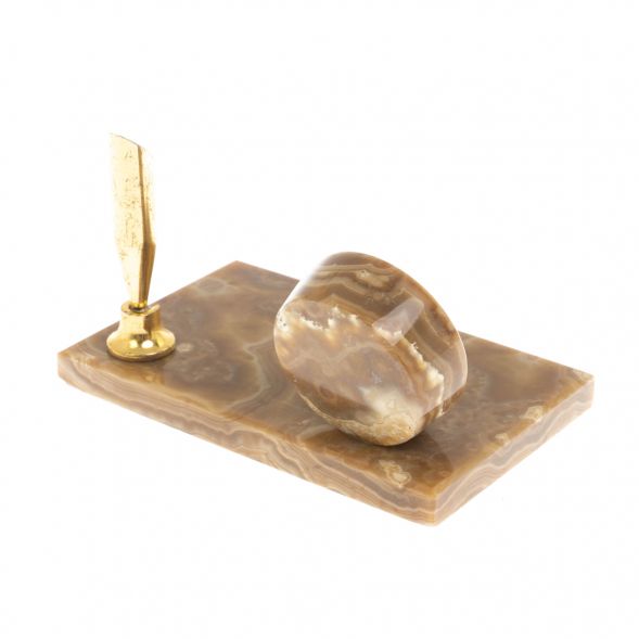 Письменный мини-набор из коричневого оникса 12,5х7,5х20 см (3х4) 129343