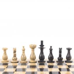 Декоративные шахматы из камня "Дебют" доска 38х38 см мрамор