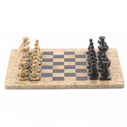 Декоративные шахматы из камня "Дебют" доска 38х38 см мрамор