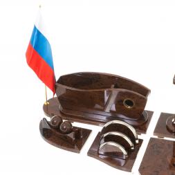 Настольный набор "Арка" камень обсидиан