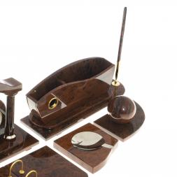 Настольный набор "Арка" камень обсидиан