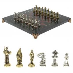 Шахматы "Дон Кихот" доска 28х28 см из камня лемезит змеевик