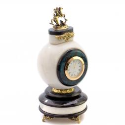 Часы "Георгий Победоносец" из мрамора и лабрадорита