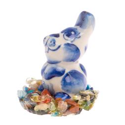 Сувенир фигурка &amp;quot;Кролик&amp;quot; на подставке из самоцветов