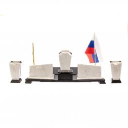 Офисный канцелярский набор "Бюрократ" из белого мрамора
