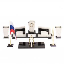 Офисный канцелярский набор "Бюрократ" из белого мрамора