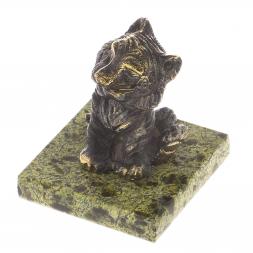 Бронзовая фигурка "Тигр Тигрёна" камень змеевик