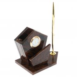 Карандашница с ручкой "Грани" камень обсидиан