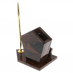 Карандашница с ручкой "Грани" камень обсидиан