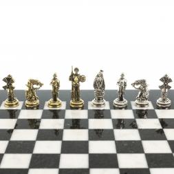 Шахматы "Дон Кихот" доска 28х28 см из камня мрамор
