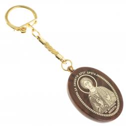 Брелок-оберег с молитвой "Святой Никита" камень обсидиан