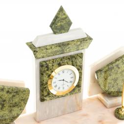 Письменный прибор с гербом и флагом России камень мрамор, змеевик