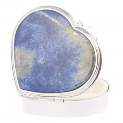 Таблетница "Сердце" на 3 отделения камень лазурит афганский цвет серебро