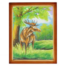 Картина "Лось" багет дерево 36х46 см, каменная крошка