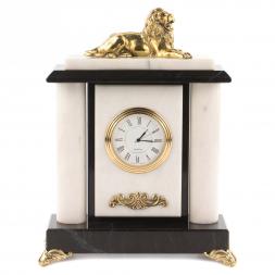 Часы "Лев" камень мрамор бронза