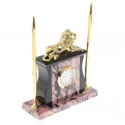 Часы Лев" из родонита