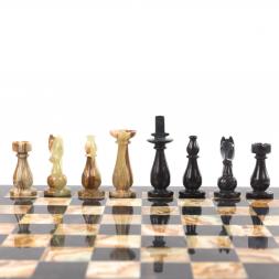 Декоративные шахматы из камня "Люкс" доска 38х38 см оникс мрамор