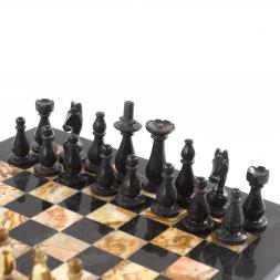 Декоративные шахматы из камня "Люкс" доска 38х38 см оникс мрамор