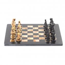 Декоративные шахматы из камня "Люкс" доска 38х38 см оникс мрамор