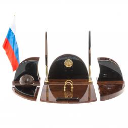 Письменный набор "Овальный" камень обсидиан