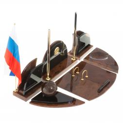 Письменный набор "Овальный" камень обсидиан