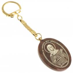 Брелок-оберег с молитвой "Святая Валентина" камень обсидиан