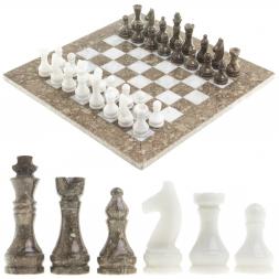 Шахматы "Битва" ракушечник, мрамор доска 38х38 см
