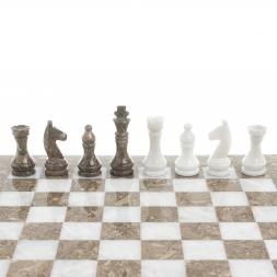 Шахматы "Битва" ракушечник, мрамор доска 38х38 см