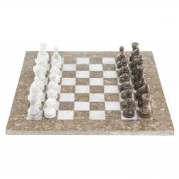 Шахматы "Битва" ракушечник, мрамор доска 38х38 см