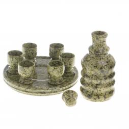 Сувенирный набор "Коньячный" из камня змеевик