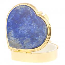 Таблетница "Сердце" на 3 отделения камень лазурит афганский цвет золото