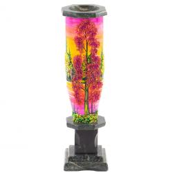 Каменная ваза с рисунком "Осенний пейзаж" 8х8х25 см